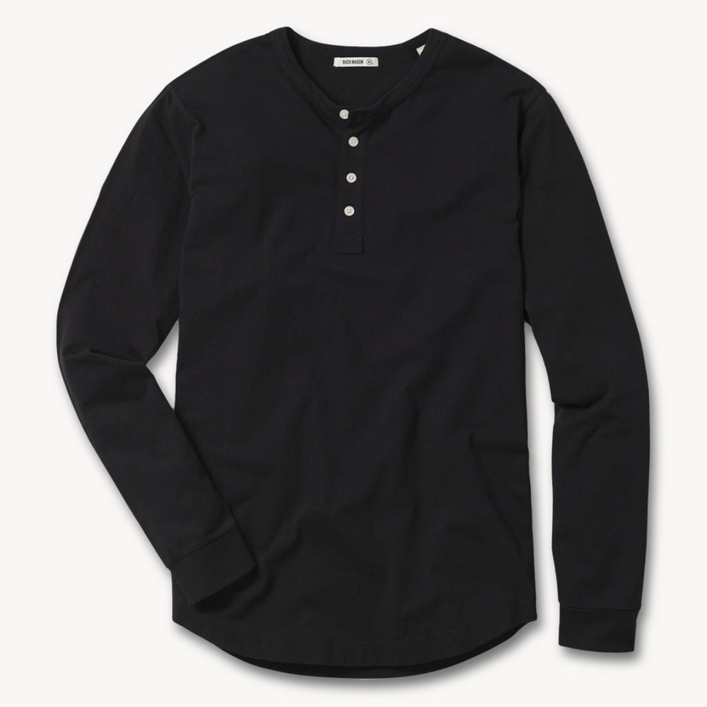Buck Mason Mens Brown Cotton Long Sleeve Henley Shirt Size XL